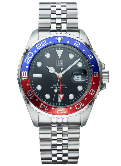Orologio Light Time Timeless Sport GMT L247E - Quarzo Ronda GMT, cassa e bracciale acciaio, 40mm, 10ATM - Frontale