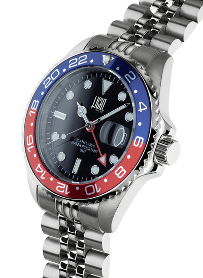 Orologio Light Time Timeless Sport GMT L247E - Quarzo Ronda GMT, cassa e bracciale acciaio, 40mm, 10ATM - Laterale