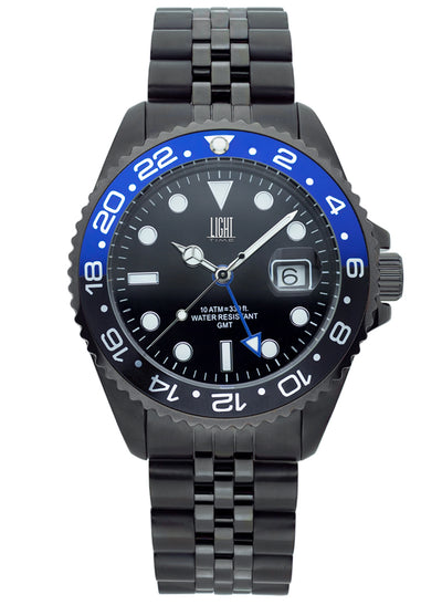 Orologio Light Time Timeless Sport GMT L247N-B - Quarzo Ronda GMT, cassa e bracciale acciaio, 40mm, 10ATM - Frontale