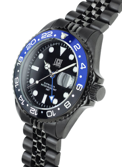 Orologio Light Time Timeless Sport GMT L247N-B - Quarzo Ronda GMT, cassa e bracciale acciaio, 40mm, 10ATM - Laterale