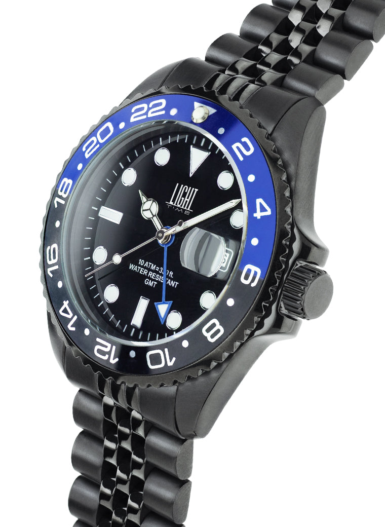Orologio Light Time Timeless Sport GMT L247N-B - Quarzo Ronda GMT, cassa e bracciale acciaio, 40mm, 10ATM - Laterale