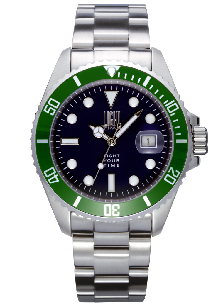 Orologio Light Time Timeless Sport L233AC - Sub quarzo Miyota, cassa e bracciale acciaio, fondello a vite, 40mm, 10ATM - Frontale