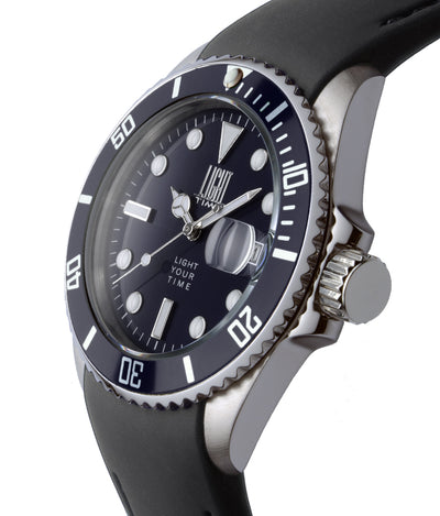 Orologio Light Time Timeless Sport L233SA - Sub quarzo Miyota, cassa acciaio, cinturino silicone, fondello a vite, 40mm, 10ATM - Laterale