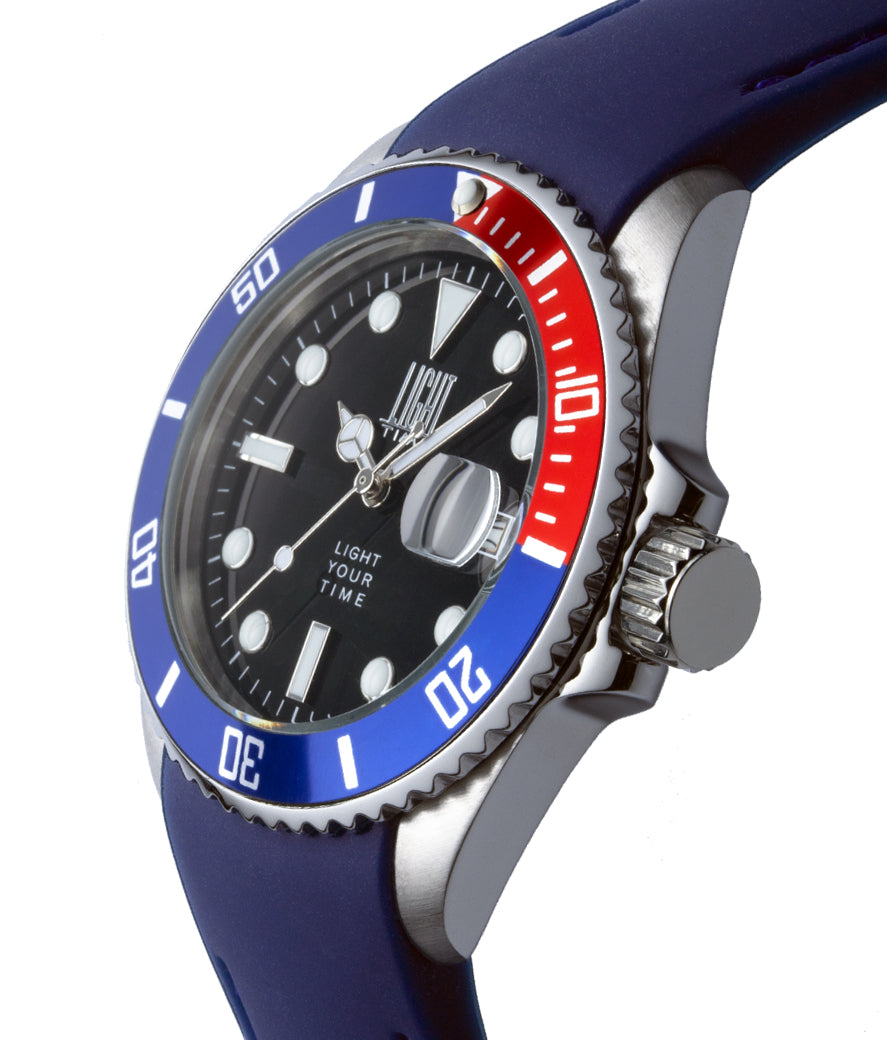 Orologio Light Time Timeless Sport L233SD - Sub quarzo Miyota, cassa acciaio, cinturino silicone, fondello a vite, 40mm, 10ATM - Laterale