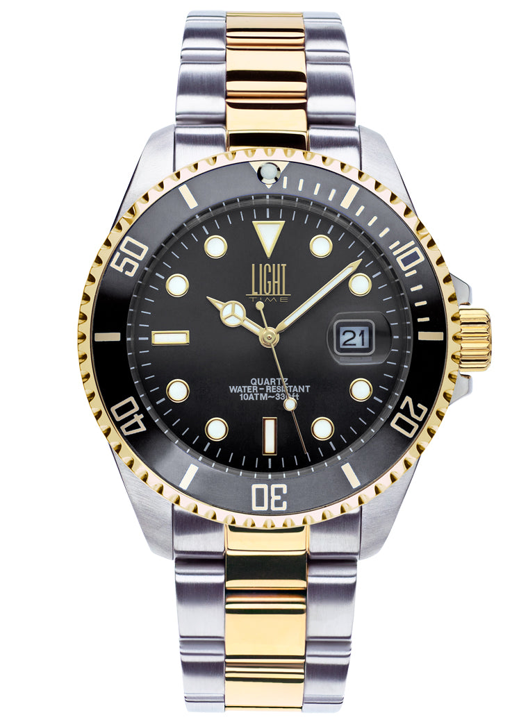 Orologio Light Time Timeless Sport L244A - Sub bicolore quarzo Miyota, cassa e bracciale acciaio, fondello a vite, 40mm, 10ATM - Frontale