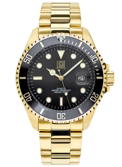 Orologio Light Time Timeless Sport L245A - Sub gold quarzo Miyota, cassa e bracciale acciaio, fondello a vite, 40mm, 10ATM - Frontale