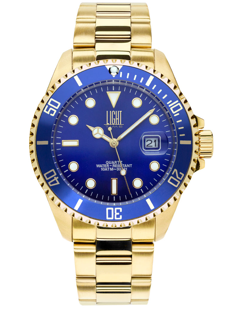Orologio Light Time Timeless Sport L245B - Sub gold quarzo Miyota, cassa e bracciale acciaio, fondello a vite, 40mm, 10ATM - Frontale