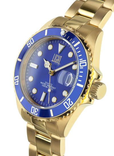 Orologio Light Time Timeless Sport L245B - Sub gold quarzo Miyota, cassa e bracciale acciaio, fondello a vite, 40mm, 10ATM - Laterale