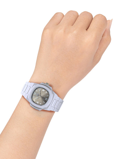 Orologio Light Time Velvet Cristal L513-BI-CH - Quarzo Miyota, cassa policarbonato bianco, quadrante champagne con cristalli, 38x42mm - Dettaglio