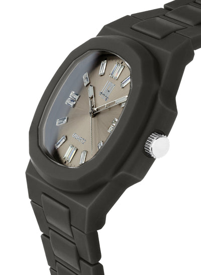 Orologio Light Time Velvet Cristal L513-NE-CH - Quarzo Miyota, cassa policarbonato nero, quadrante champagne con cristalli, 38x42mm - Laterale
