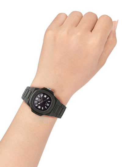 Orologio Light Time Velvet Cristal L513-NE-NE - Quarzo Miyota, cassa policarbonato nero, quadrante nero con cristalli, 38x42mm - Dettaglio