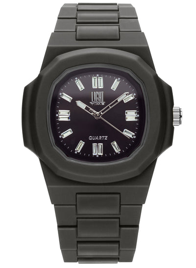 Orologio Light Time Velvet Cristal L513-NE-NE - Quarzo Miyota, cassa policarbonato nero, quadrante nero con cristalli, 38x42mm - Frontale