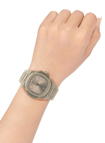 Orologio Light Time Velvet L511-BE - Quarzo Miyota, cassa policarbonato tortora, quadrante tortora sunrise, 38x42mm - Dettaglio