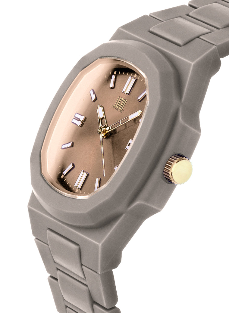 Orologio Light Time Velvet L511-BE - Quarzo Miyota, cassa policarbonato tortora, quadrante tortora sunrise, 38x42mm - Laterale