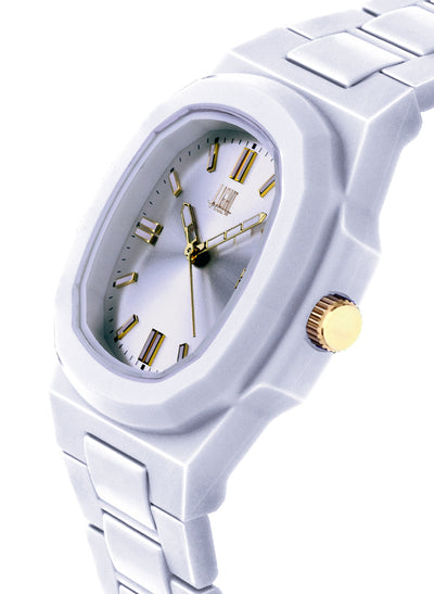 Orologio Light Time Velvet L511-BI - Quarzo Miyota, cassa policarbonato bianco, quadrante silver sunrise, 38x42mm - Laterale