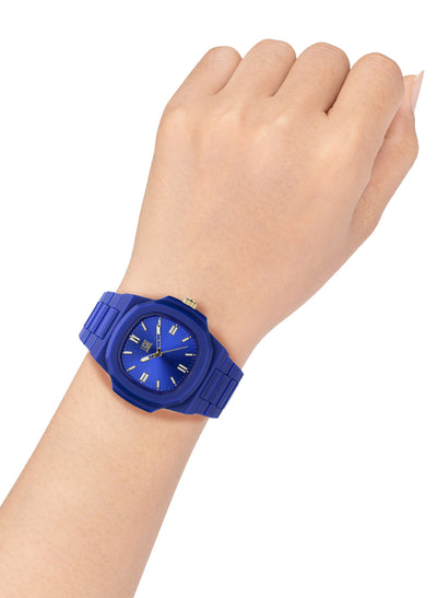 Orologio Light Time Velvet L511-BL - Quarzo Miyota, cassa policarbonato blu, quadrante blu sunrise, 38x42mm - Dettaglio
