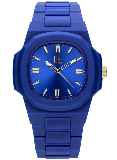 Orologio Light Time Velvet L511-BL - Quarzo Miyota, cassa policarbonato blu, quadrante blu sunrise, 38x42mm - Frontale