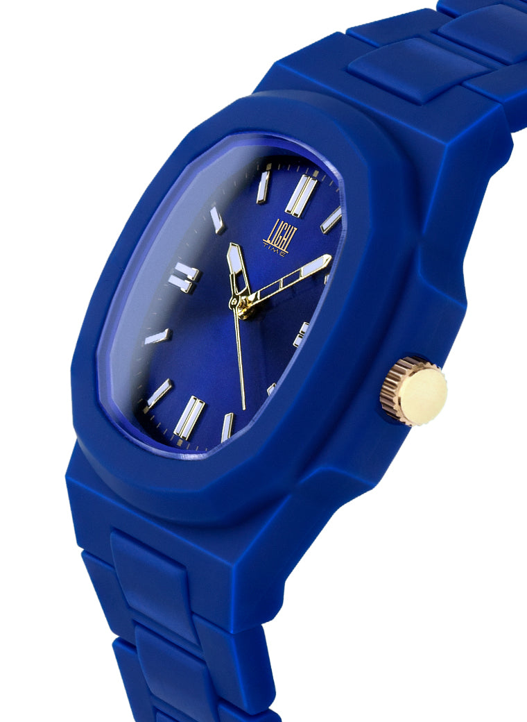 Orologio Light Time Velvet L511-BL - Quarzo Miyota, cassa policarbonato blu, quadrante blu sunrise, 38x42mm - Laterale