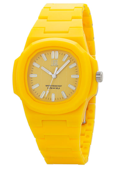 Orologio Light Time Velvet L511-C-GI - Quarzo Miyota, cassa policarbonato giallo, quadrante giallo, 38x42mm - Frontale