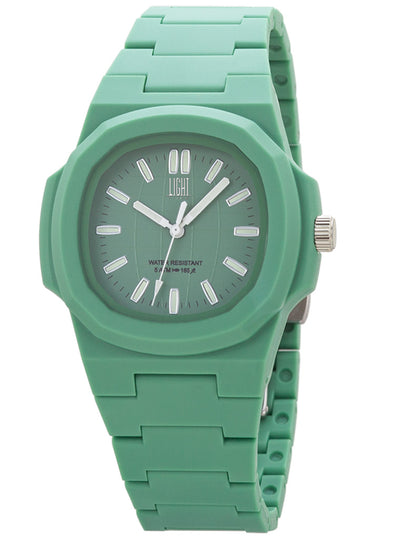 Orologio Light Time Velvet L511-C-VE - Quarzo Miyota, cassa policarbonato verde, quadrante verde, 38x42mm - Frontale