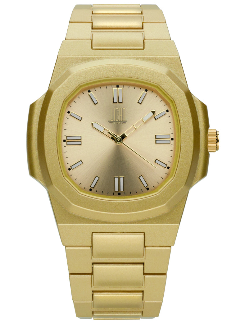 Orologio Light Time Velvet L511-Gold - Quarzo Miyota, cassa policarbonato gold, quadrante gold sunrise, 38x42mm - Frontale