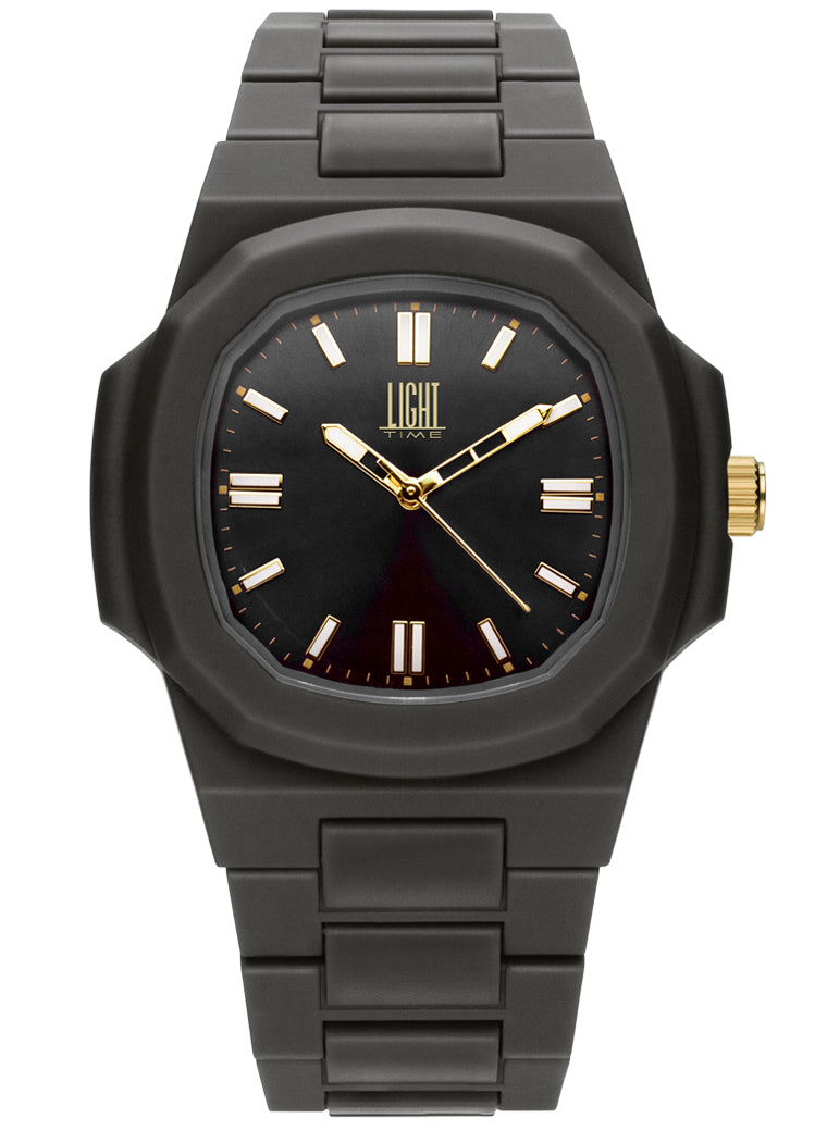 Orologio Light Time Velvet L511-NE - Quarzo Miyota, cassa policarbonato nero, quadrante nero, 38x42mm - Frontale