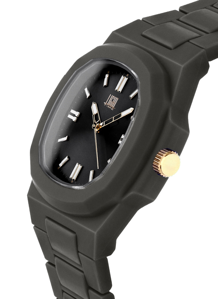 Orologio Light Time Velvet L511-NE - Quarzo Miyota, cassa policarbonato nero, quadrante nero, 38x42mm - Laterale