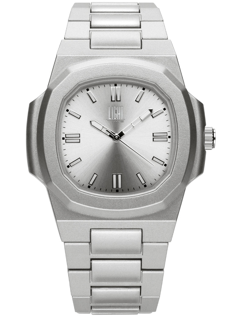 Orologio Light Time Velvet L511-SIL - Quarzo Miyota, cassa policarbonato silver, quadrante silver sunrise, 38x42mm - Frontale