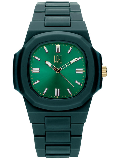 Orologio Light Time Velvet L511-VE - Quarzo Miyota, cassa policarbonato verde, quadrante verde sunrise, 38x42mm - Frontale