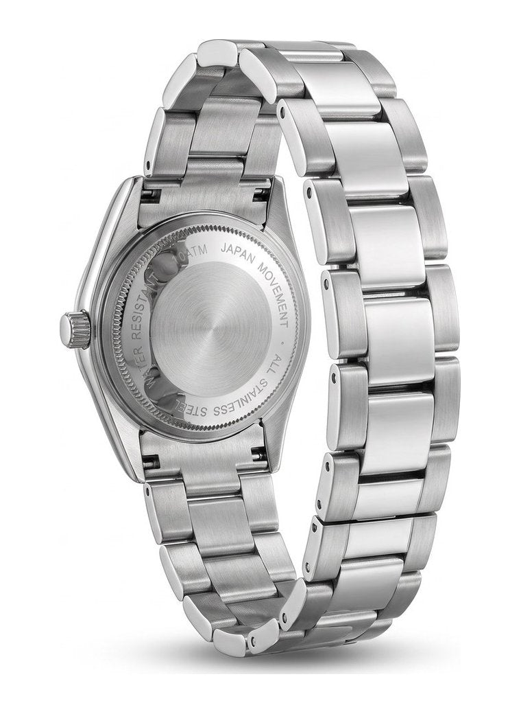 Orologio Light Time Aurora L802S-C-RO Rosa 35 mm - unisex quarzo lunetta liscia bracciale acciaio quadrante rosa datario 10ATM - Posteriore