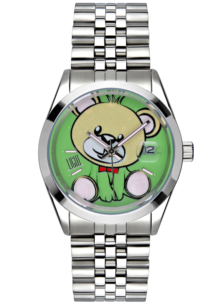 Light Time Clock Baby Bear Green